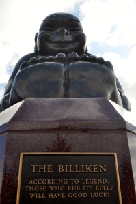 The Billiken continues to smile after 103 years of bringing luck to SLU.